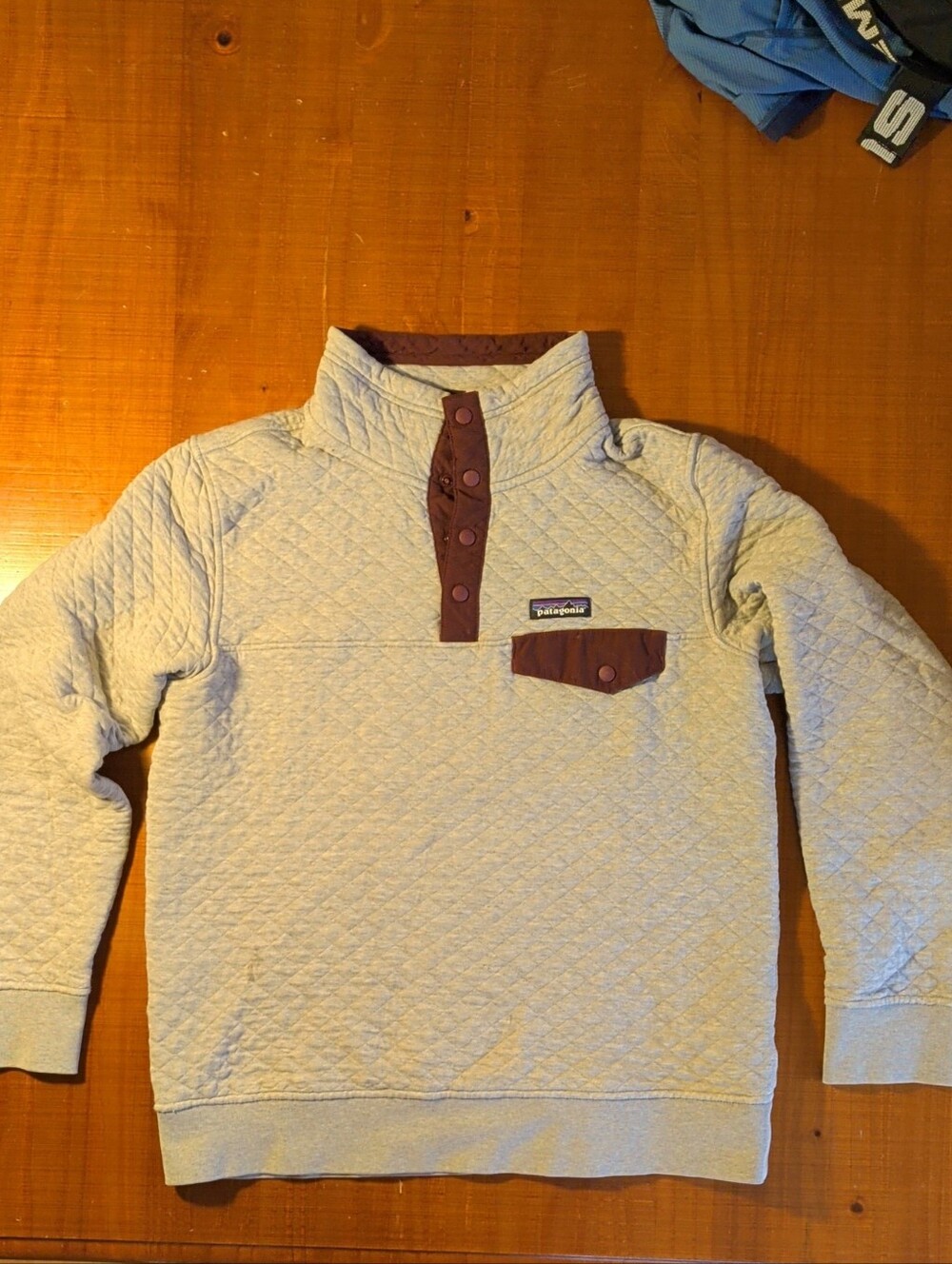 Patagonia Women’s Quilted Pullover Zip-Up - Gray with Burgandy Trim
